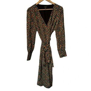 Halogen Black Floral Wrap Dress